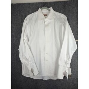Gitman Bros Shirt 17-34 Vintage Tuxedo Dress Shirt Pleated French Cuff USA